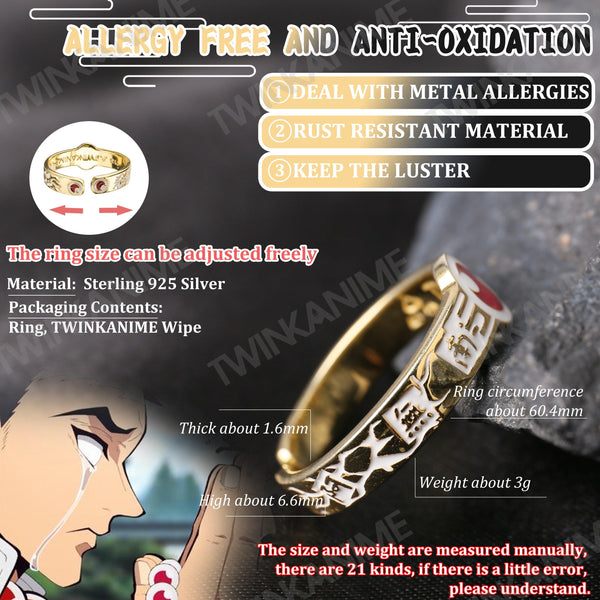 Anime Demon Slayer Himejima Gyoumei S925 Ring - TWINKANIME