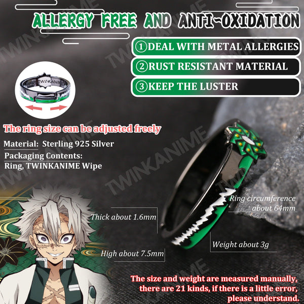 Anime Demon Slayer Shinazugawa Sanemi S925 Ring - TWINKANIME