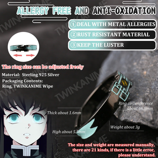 Anime Demon Slayer Tokitou Muichirou S925 Ring - TWINKANIME