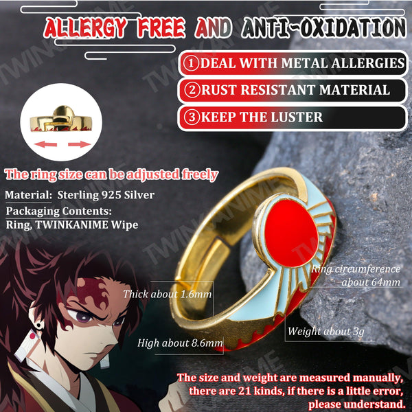 Anime Demon Slayer Tsugikuni Yoriichi S925 Ring - TWINKANIME