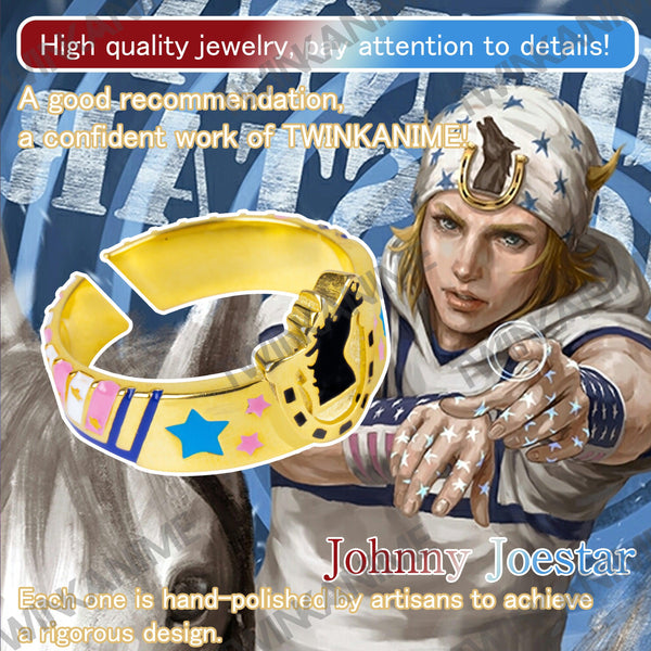 Anime JoJo'S Bizarre Adventure Johnny Joestar Manga Figure S925 Rings Adjustable - TWINKANIME