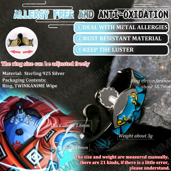Anime ONE PIECE Jinbe S925 Ring - TWINKANIME