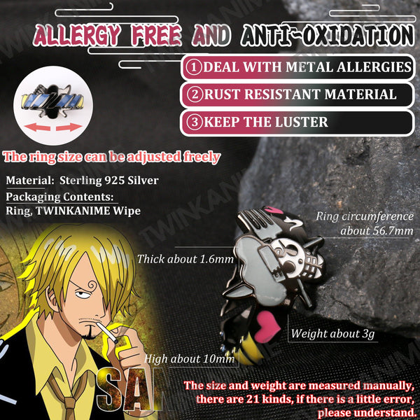 Anime ONE PIECE S925 Vinsmoke Sanji Ring - TWINKANIME