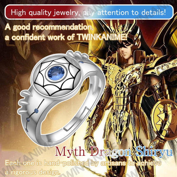 Anime Saint Seiya Shiryu S925 Silver Jewelry Cosplay Finger Ring - TWINKANIME