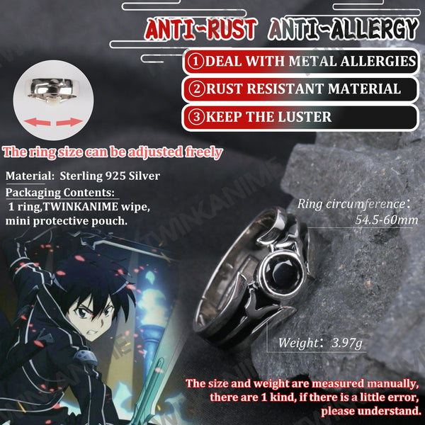 Anime Sword Art Online Kirito S925 Sterling Silver Ring - TWINKANIME