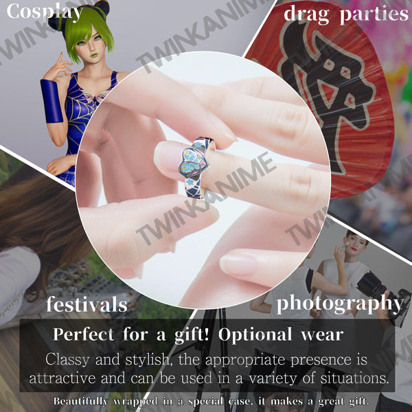 JoJo'S Bizarre Adventure Jolyne Cujoh Manga Figure Anime S925 Rings Adjustable - TWINKANIME