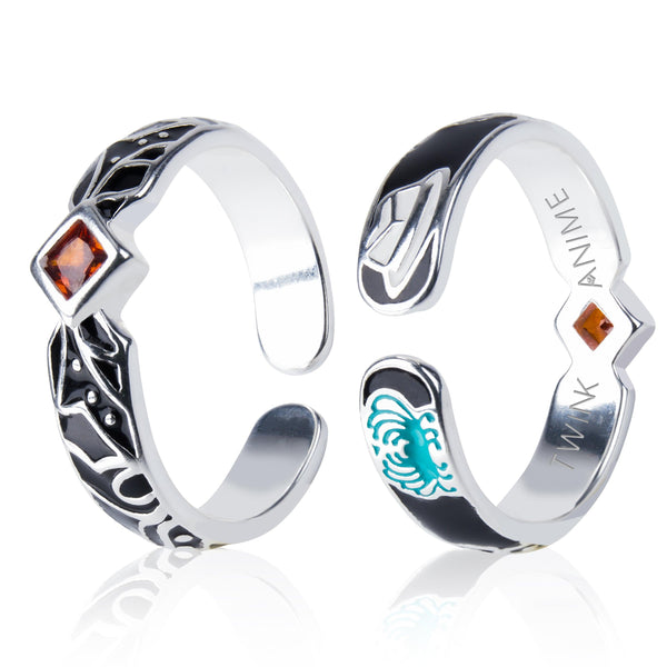 TWINKANIME Demon Slayer Anime Rings S925 Sterling Silver Adjustable About 7-9# For Men Women Friends Colleagues Anime Enthusiasts Festivals Birthdays Christmas Gifts - TWINKANIME