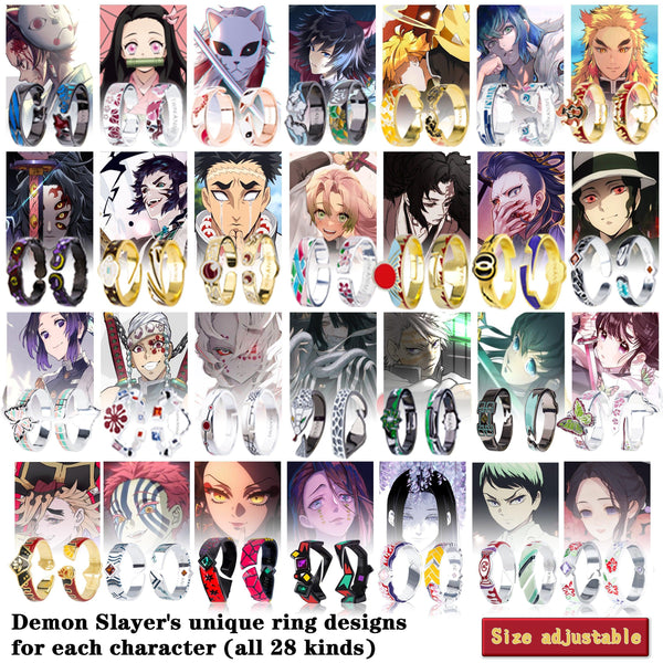 TWINKANIME Demon Slayer Anime Rings S925 Sterling Silver Adjustable About 7-9# For Men Women Friends Colleagues Anime Enthusiasts Festivals Birthdays Christmas Gifts - TWINKANIME